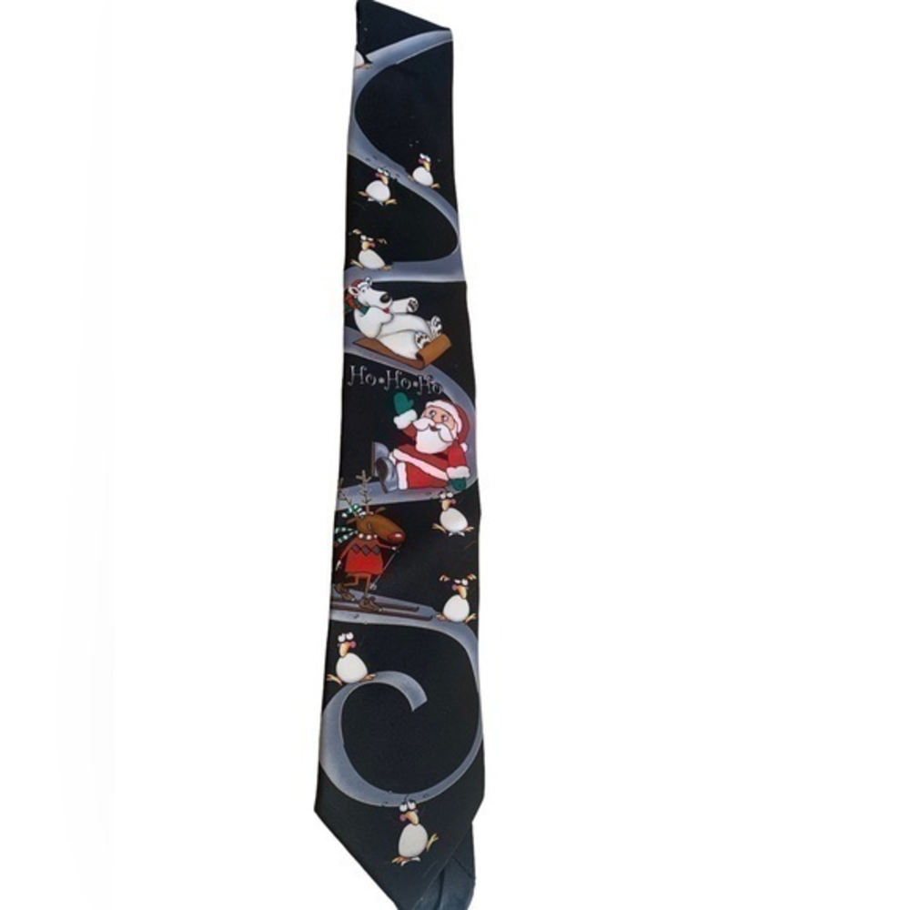 Hallmark Holiday Traditions Mens Christmas Tie Santa Polar Bear Penguin Reindeer
